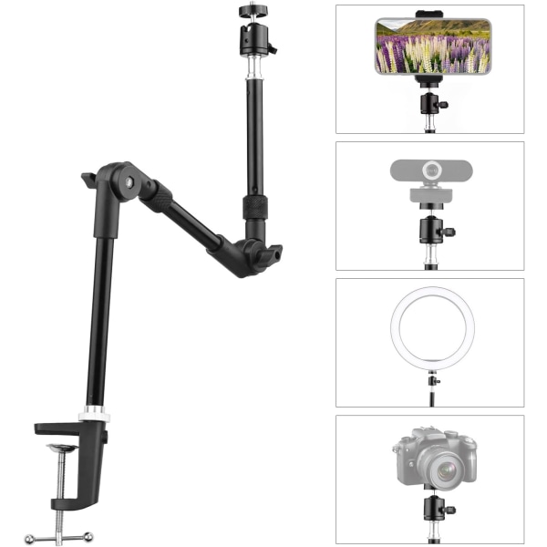 Bordslampa stativ, flexibelt metallfäste - 1/4\" skruv - maximal