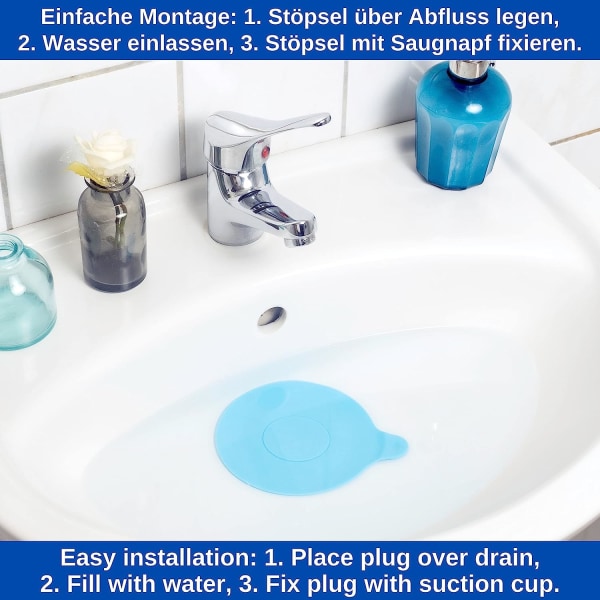 Diameter 13,3 cm, (blå), 2-pack, avloppsplugg för badkar, dusch,