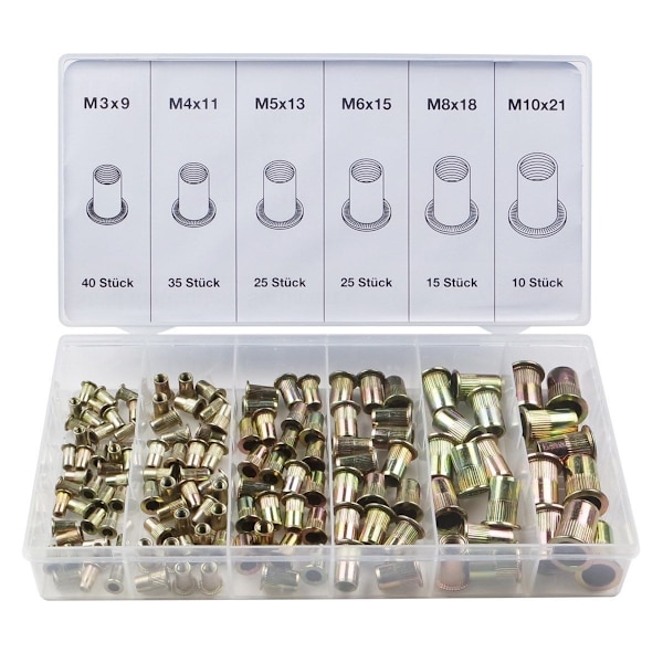 150 stk. assorteret stålskruenitter, M3-M10