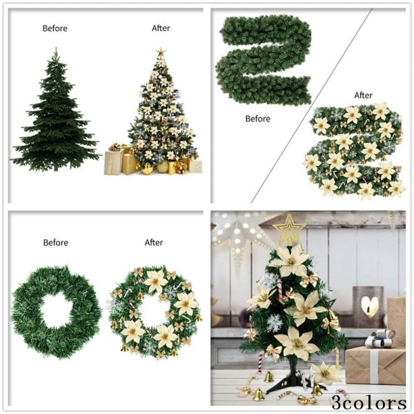 120 st julblommor, julgransprydnader konstgjorda blommor