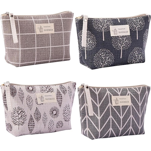 1PC（grå pil）Canvas Kosmetisk Väska, Liten Bärbar Resekosmetik