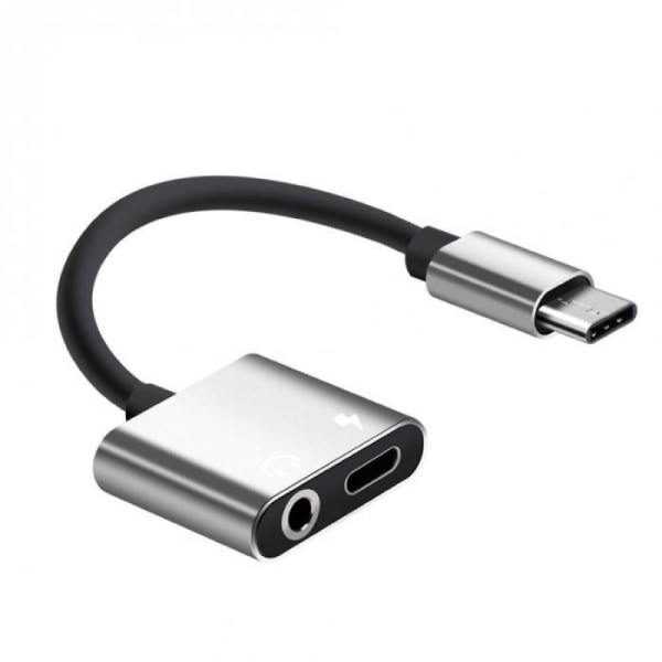 (Sølv) 2CPS Usb-c Adapter / Usb-c Splitter & Aux Port