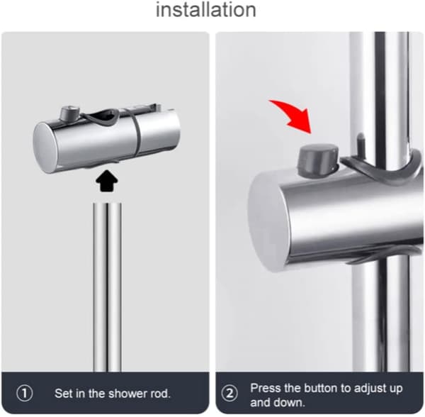 2 stk. ABS justerbar bruseholder, brusehovedholder til S