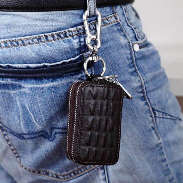 Lædernøgletasker Møntpung med lynlås nøgleopbevaringstaske med Do