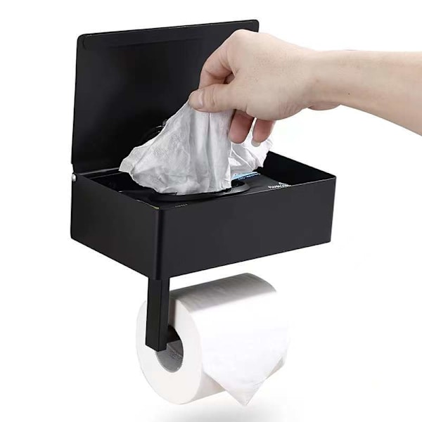 WC-paperiteline hyllyillä - Kosteuspyyheannostelija ja säilytys