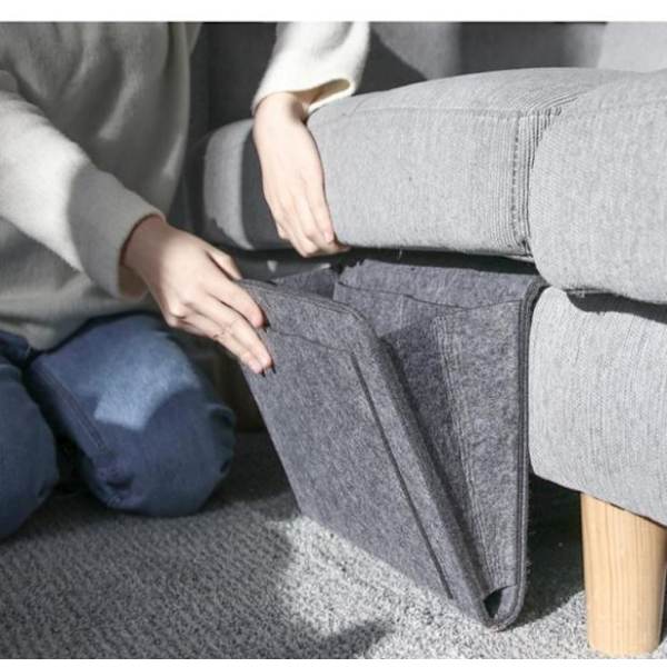 （Mørkegrå）Tom Lomme Sofa Bed Filt Opbevaringspose Sengeside Organiser
