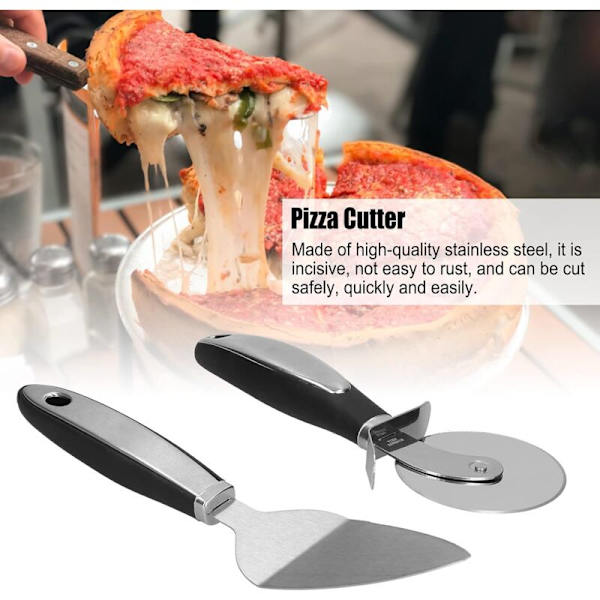 Pizzasæt, 2 stk./sæt rustfrit stål pizzaspade med non-sl