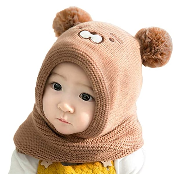 Pipo- set lämmin baby talvineulottu hattu hupullinen korvaläppä Ha