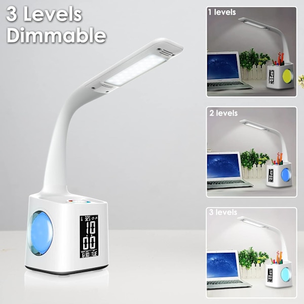 Vit LED-skrivbordslampa, barnens skrivbordslampa med RGB-färg nattli