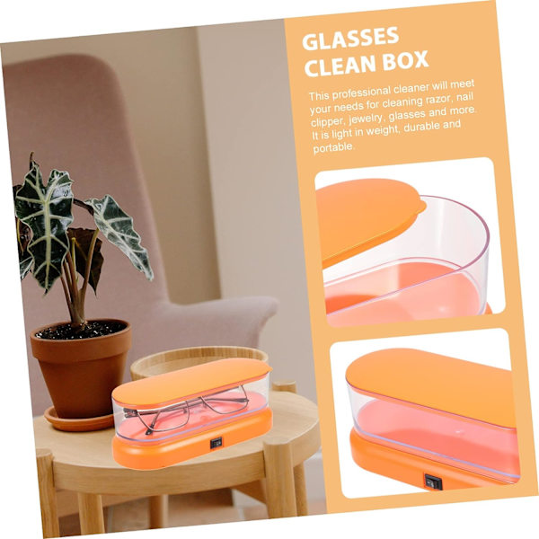 1PC orange Box Tvättmaskin Glasögon Rengöring Säker Protes Adhes