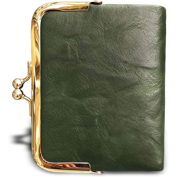 grön - Liten Liten damplånbok i läder med dragkedja och dragkedja
