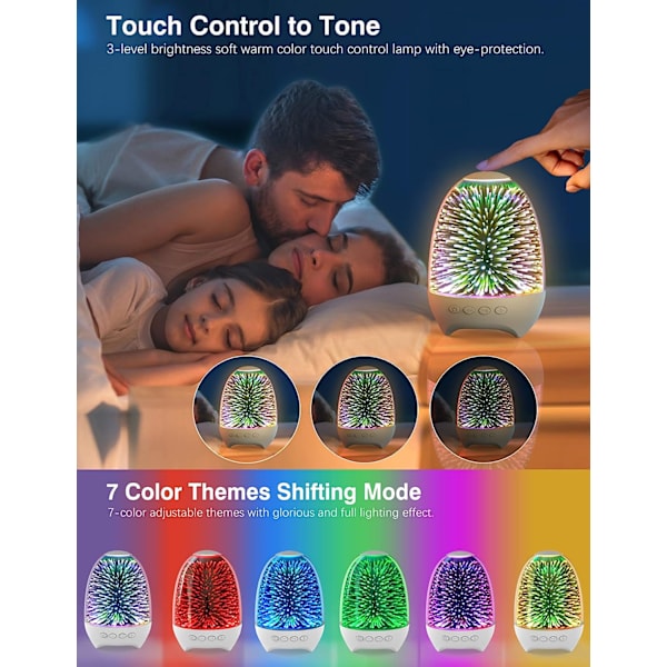 Bluetooth-högtalare nattlampor, 3D sänglampa touch-kontroll, Di
