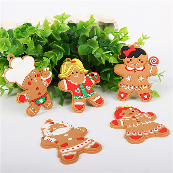 6 stk. Peberkagemand Assorteret Dekorationer Plast Peberkage