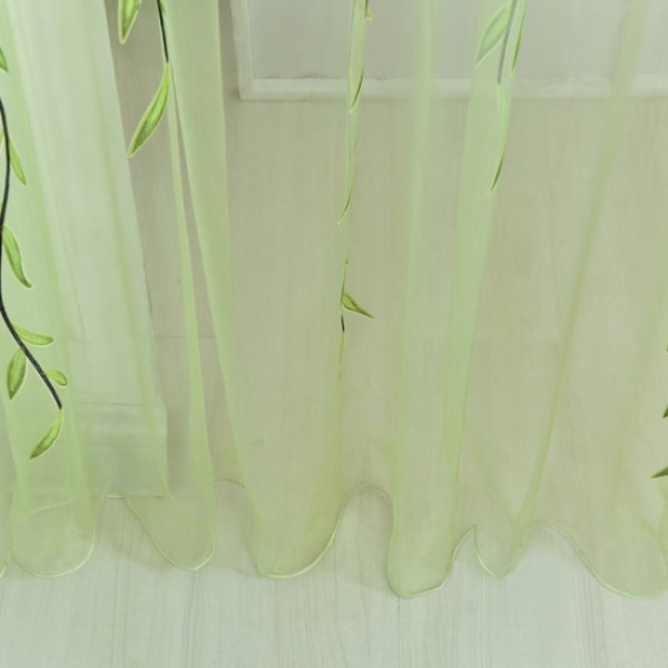 Blomstergardiner Rullegardiner Voile Rumgardin Gennemsigtigt Panel Tørklæde Grøn