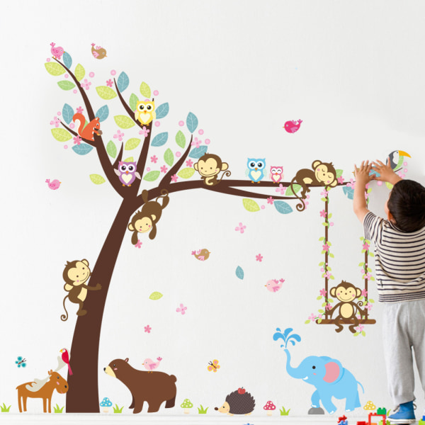Dyr Vægklistermærker Mural Decals Soveværelse Børn Baby Nursery Livi