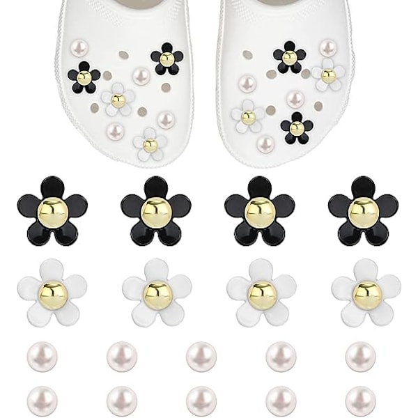 18 stk. perle- og blomster-crocs-charms, sko-charms-tilbehør til kvinder