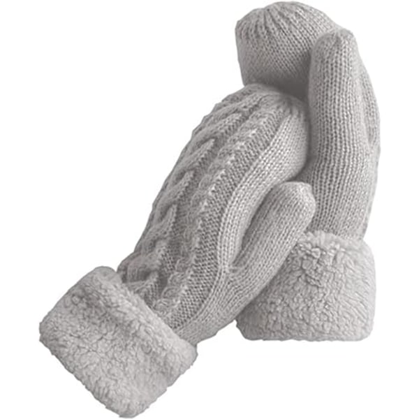 (Grå) Mittens Kvinner, Damer Tykk Fleece Foret Isolerte Varme Kn