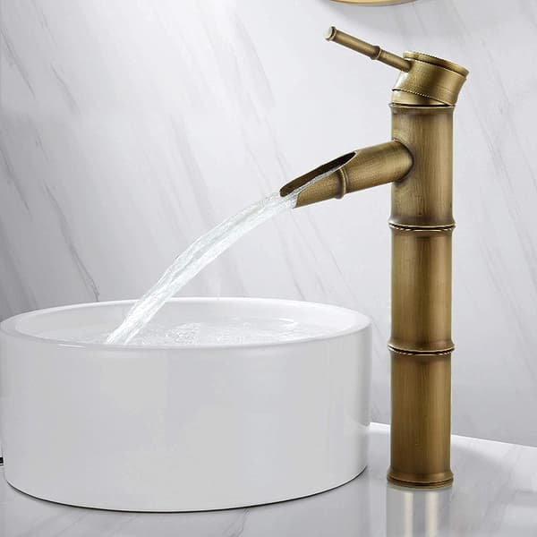 1PC 3-ledade brytmunstycken hög bambu kran, vattenfall diskbänk mixer