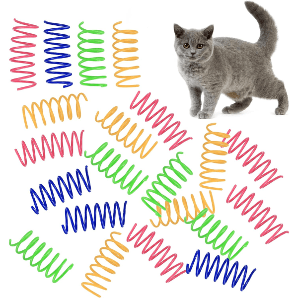 24 stykker fjederlegetøj til katte, farverigt katte fjederlegetøj, Interact