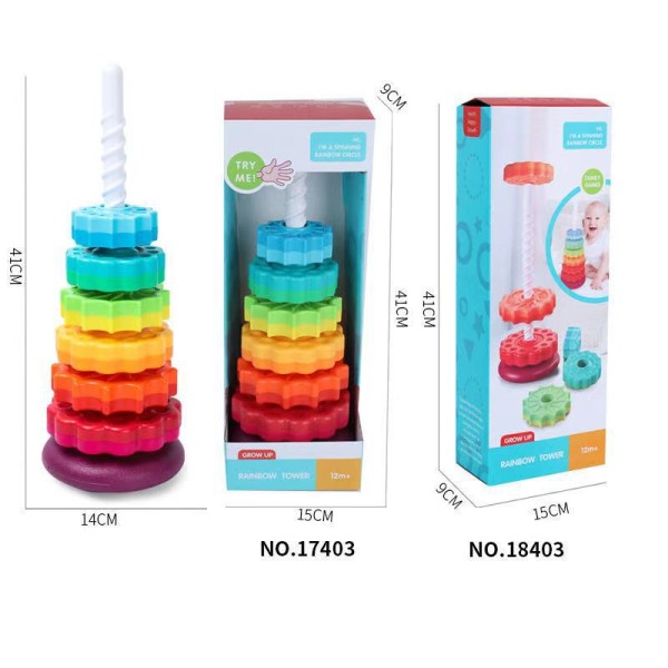 Stor baby pyramide stableleke 41cm - Tidlig læring leke med Ge