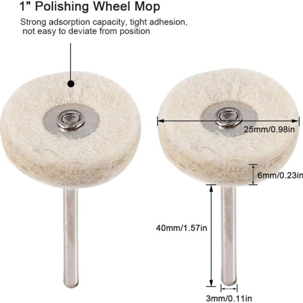 10 kpl villaporakoneen kiillotuspyörää 25 mm kiillotuslevy kiillotus P