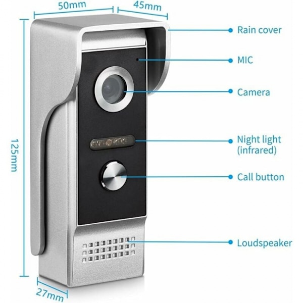 4,3 tommer kablet videodørtelefon system visuel dørklokke med