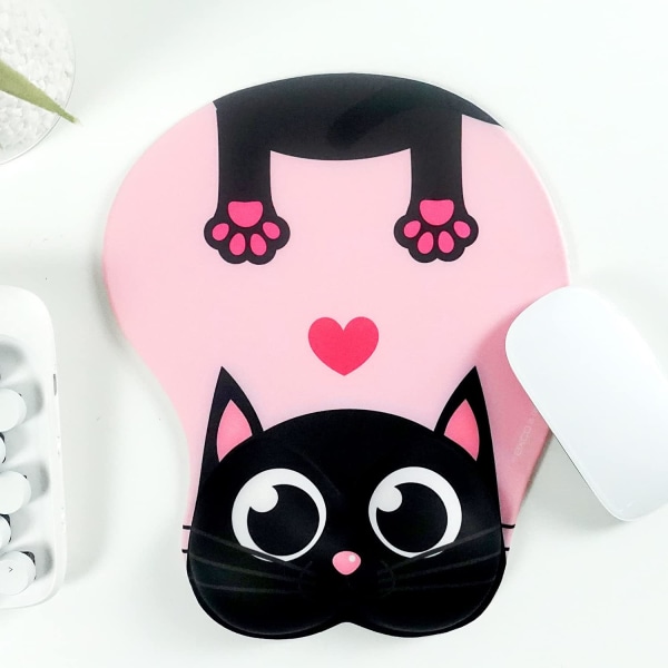 Excovip Wrist Rest Gel RIST Mouse Support Cute Pink Cat Pad