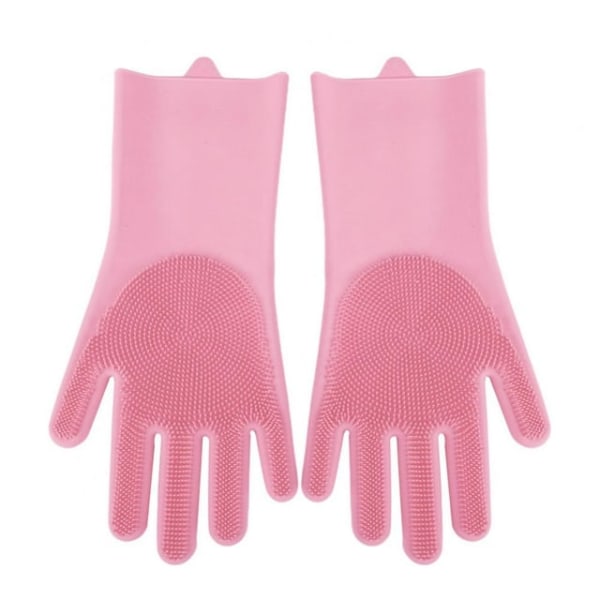 Pink, et par silikone opvaske- og rengøringshandsker til opvask