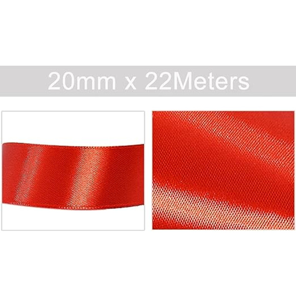1kpl punainen nauha 20mm x 22m, nauhat lahjapaketointiin, ompeluun, askarteluun