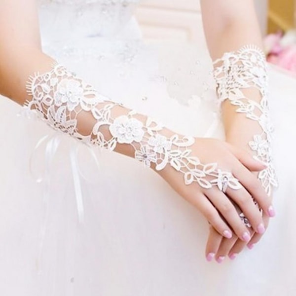 1 par hvide blonde blomster brude bryllup fest kjole finger