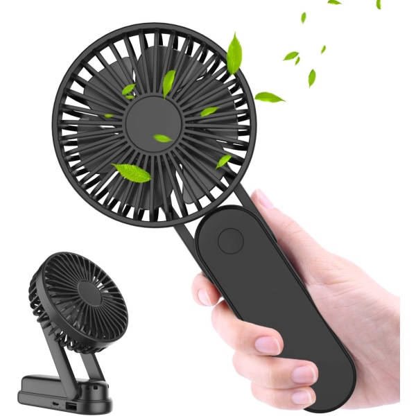 (Musta) Käsipuhallin, Mini Hiljainen Kannettava USB-Ladattava Tuuletin, Virta
