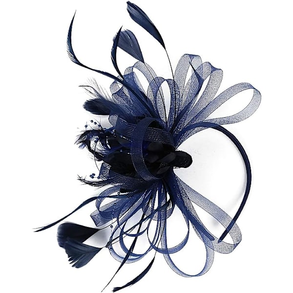 Elegant Fascinator för kvinnor, hatt med fjädrar, hårklämma, accessoar