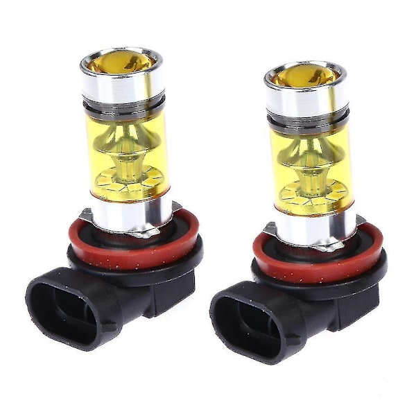 2 x LED-lys 100w H8/H11 Gule Tågeforlygter 2828 20led Forlygter