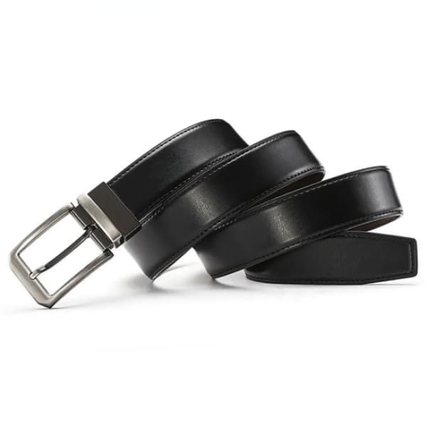 Elegantti REVERSIBELI nahkavyö (kaksi väriä) - Musta