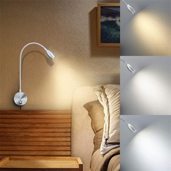 Dimbar läslampa, läslampa vid sängen Väggmonterad lampa Si