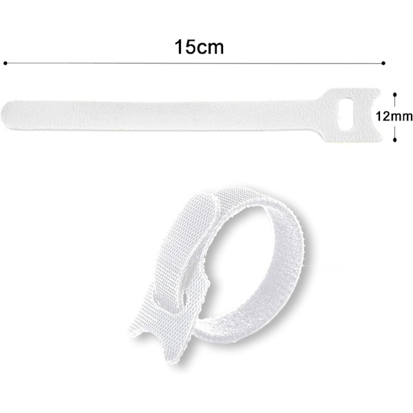 Kabelbindere [50 stk], Kabelbinderstropper, Gjenbrukbare kabelbindere, Kabel