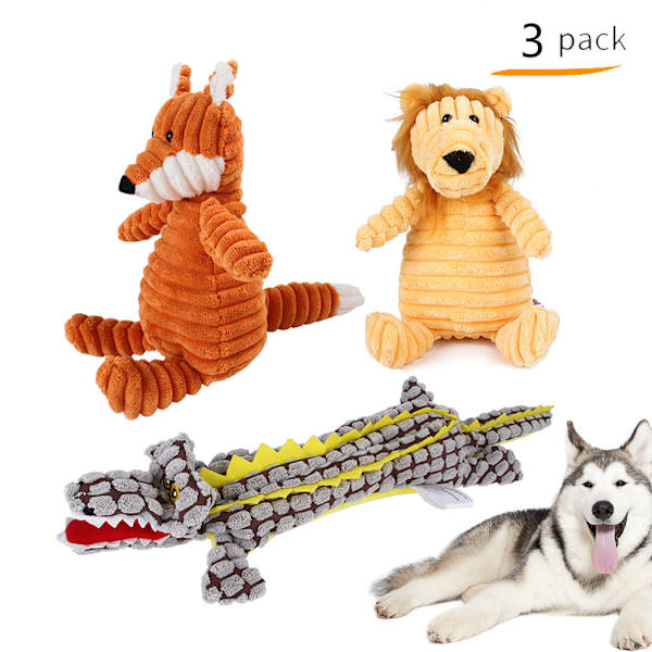 3 st hund leksaker hund pip leksak, plysch hund leksak tuggleksaker set för sm