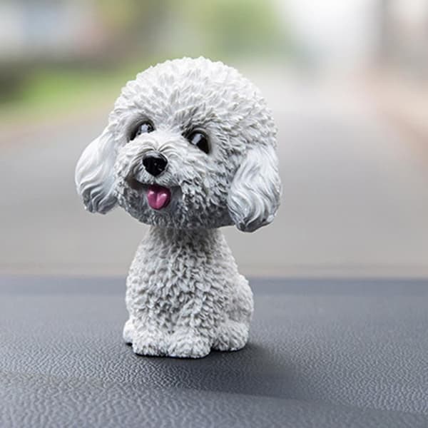 Teddy White)Autovennlig Hundefigur Beveg Hode Vinglehode Nodd