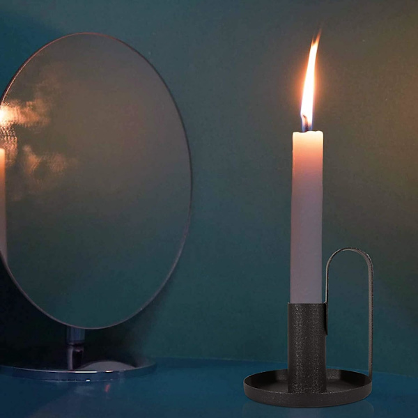 2 stk lysestaker, retro jern lysestaker svart lysestake