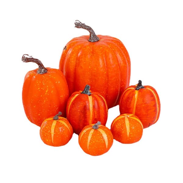 7 st orange höst utomhus pumpa dekoration, stora små pumpor