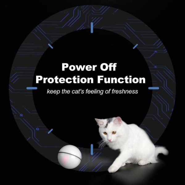 Smart vit interaktiv kattboll, automatisk rullande boll, USB-laddning