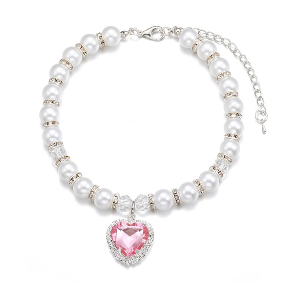 M rose Pearl Kat Halsbånd, Sød Rhinestone Hvalp Halsbånd, Lille Kæledyr
