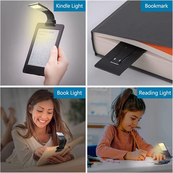 LED-lys leselampe usb, 3 farger leselys for lesing