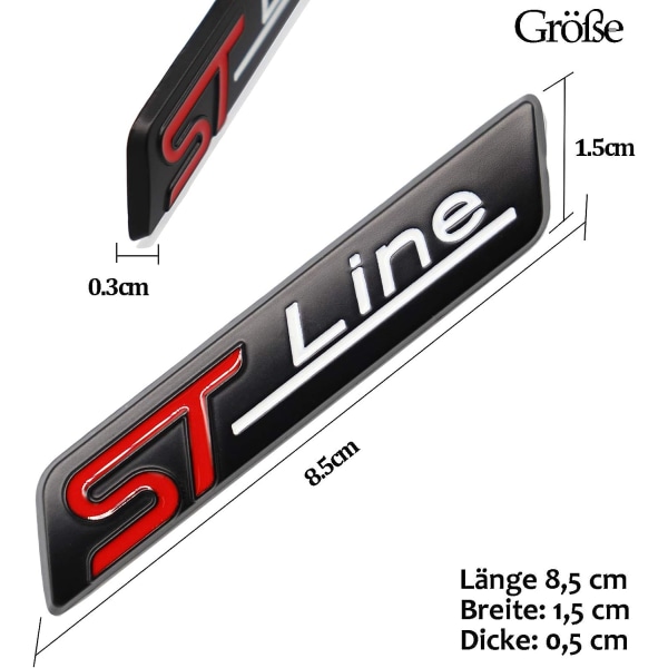 2 stk Metal St line klistremerke Bilhode emblem Badge Chrome Sticker,