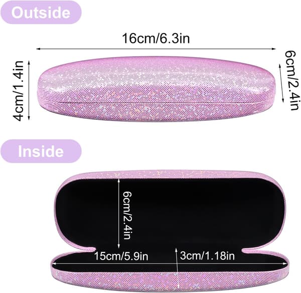 2 stk. Pink White Hard Shell Brilleetui Bling PU Læder Glas