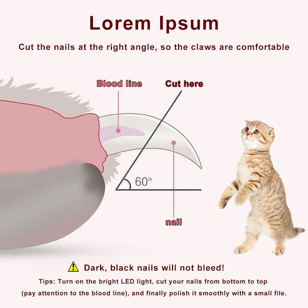 1 kpl (pinkki) lemmikkien kynsileikkuri LED-valolla, ammattimainen lemmikkien kynsileikkuri