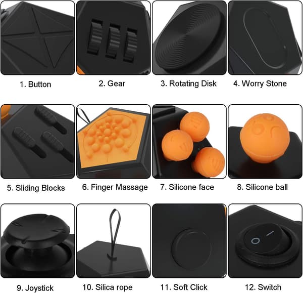 Stressaflastningslegetøj Fidget Cube Legetøj 12 Sider Angst Opmærksomhed Reli