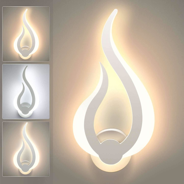 LED vegglampe innendørs 3 fargetemperatur justerbar vegglys flamme S