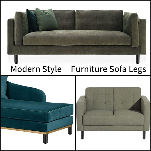 4 kpl säädettävät huonekalujalat mattamusta alumiinia 38x80mm Furni