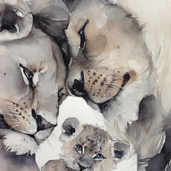 Enkel djurcanvasmålning Vilda lejonaffisch Hem Vardagsrum W